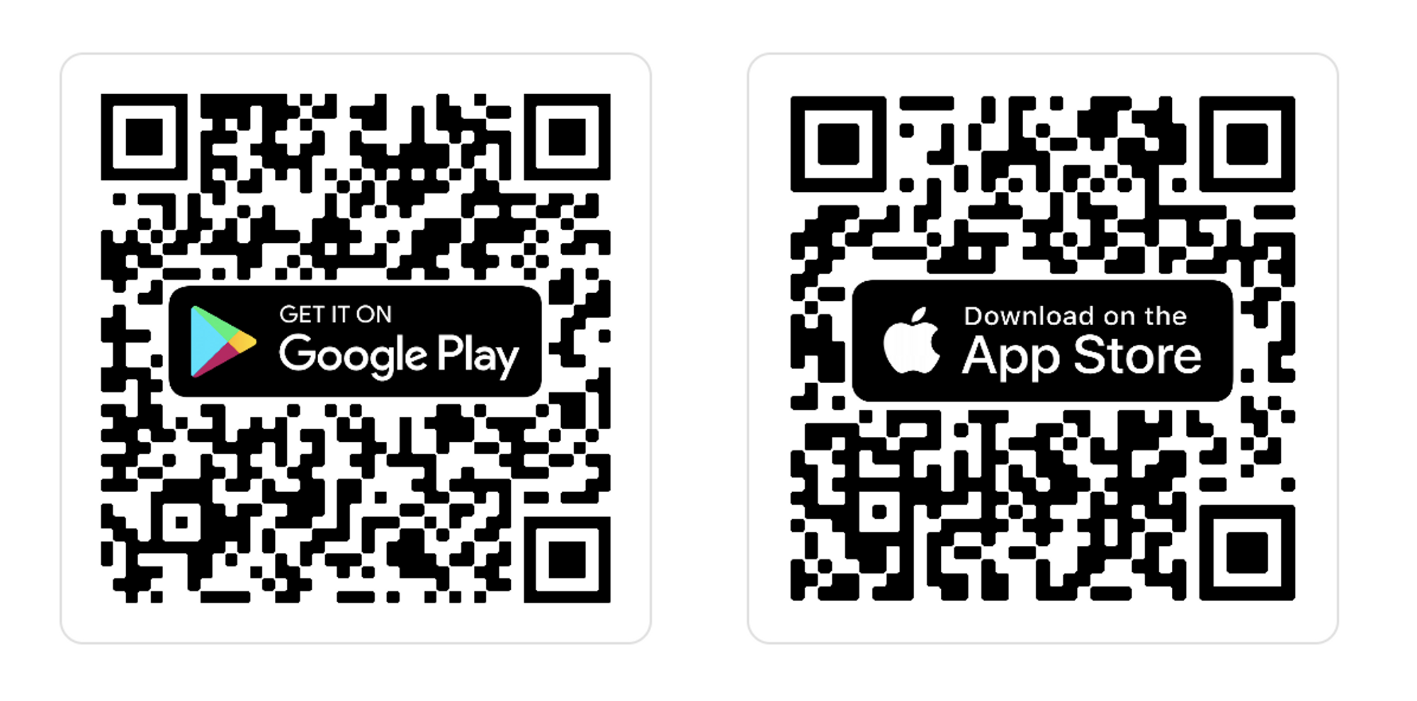 QR-Codes zum Herunterladen der mobilen Anwendungen