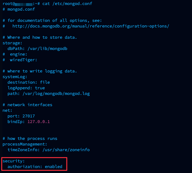 Beispiel einer bearbeiteten MongoDB-Konfigurationsdatei
