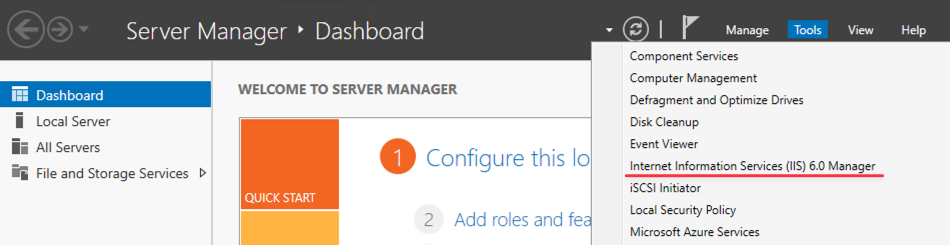 IIS 6.0 Manager öffnen