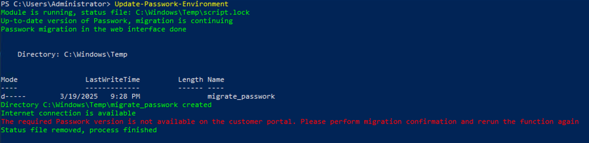 Beispiel einer Fehlerausgabe