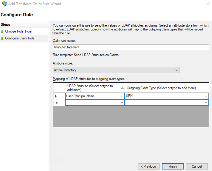 Beispiel für die Konfiguration eines Anspruchsattributs