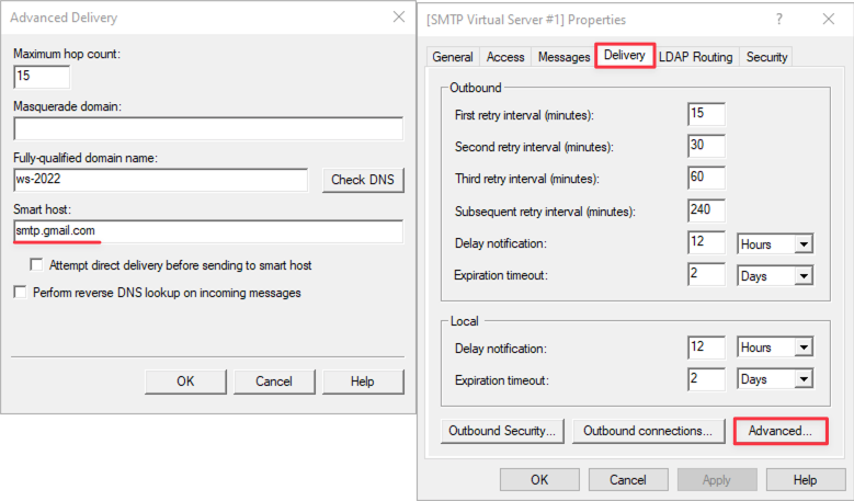Smart Host smtp.gmail.com