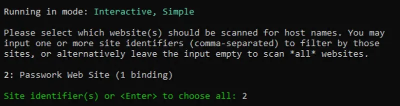 Seleccionar el sitio web de Passwork