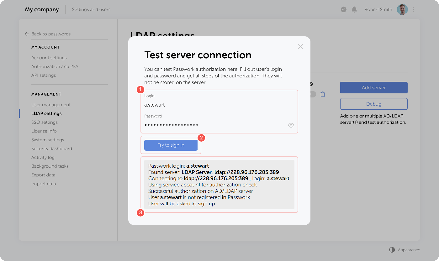 Searching password by browser extension