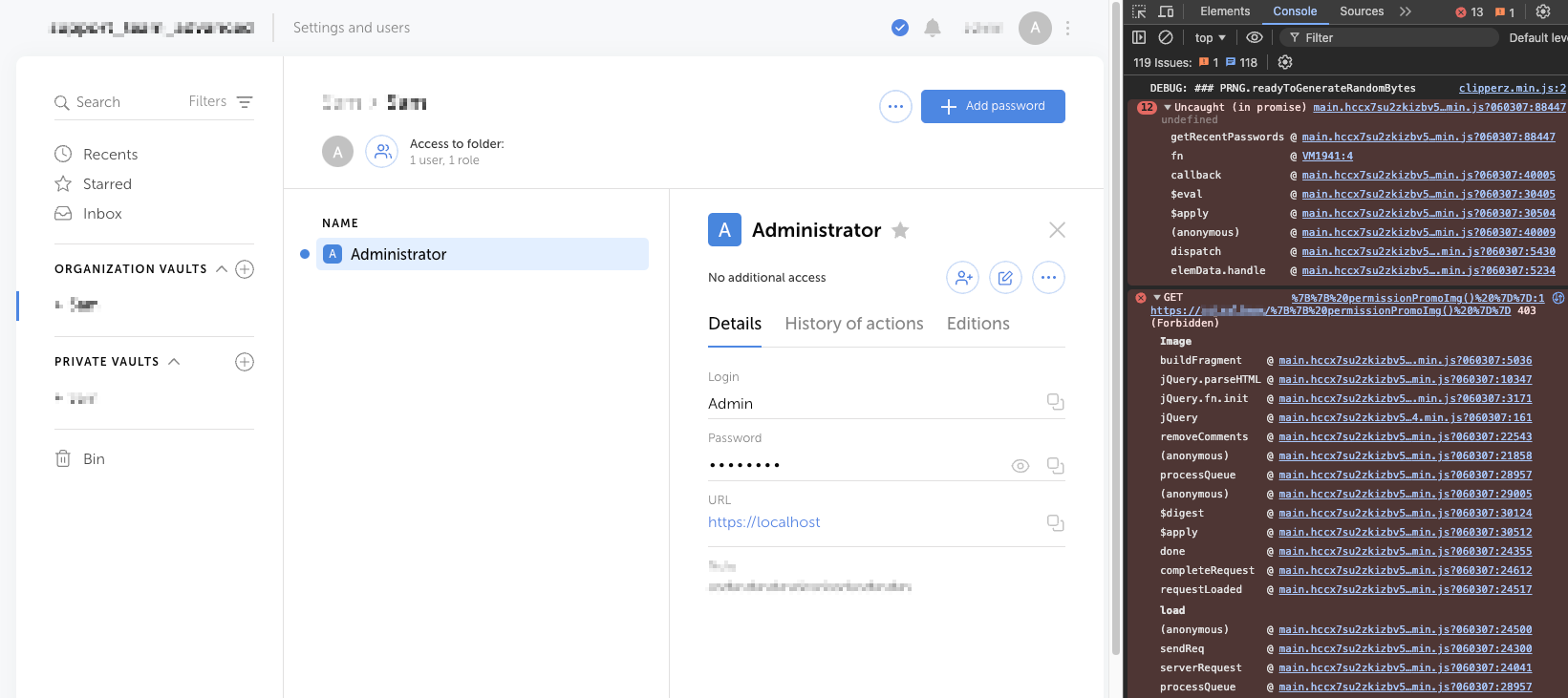 Example of a screenshot with the developer console open