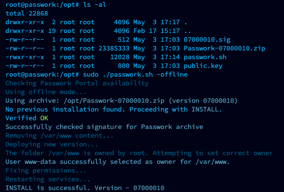 Successful offline script execution