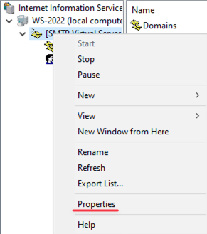 SMTP server properties