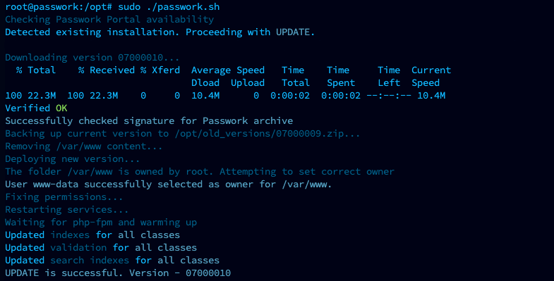 Example of successful script execution