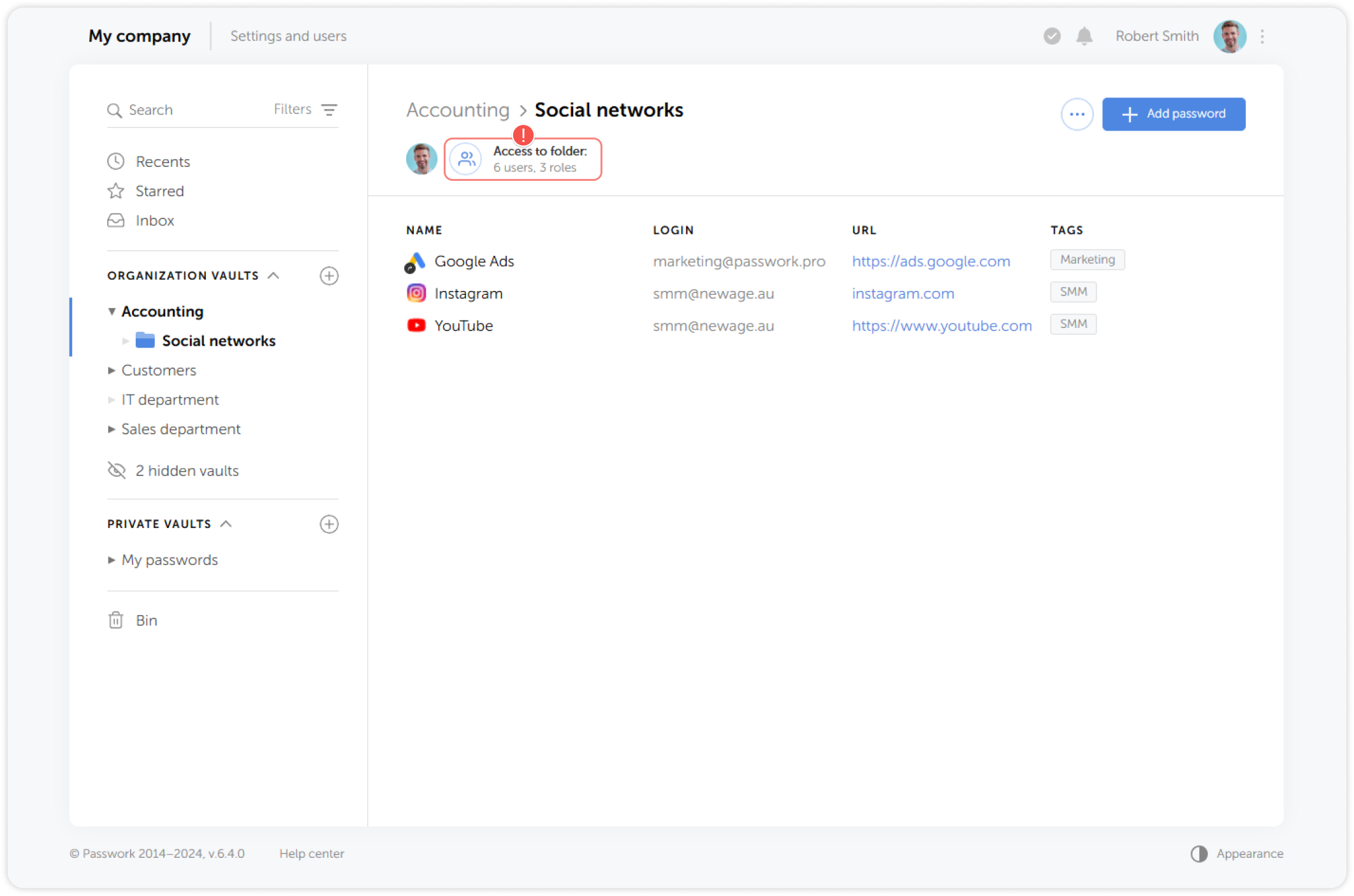 Folder access window