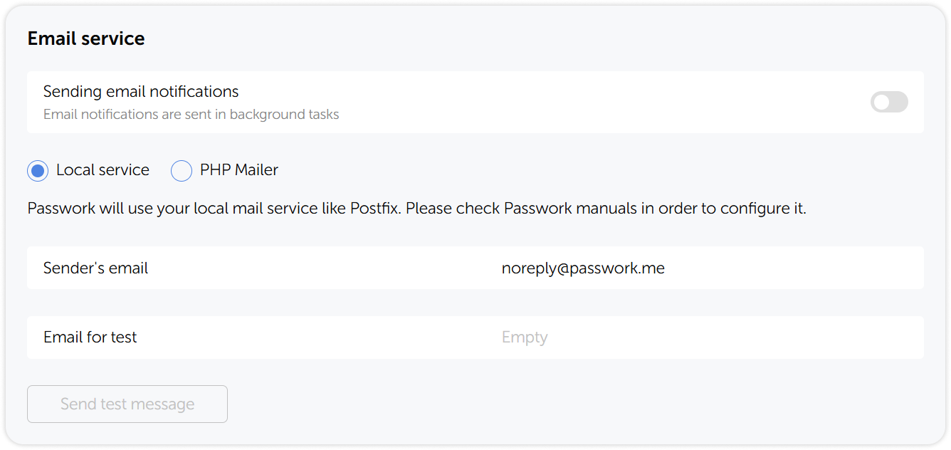 Email service settings