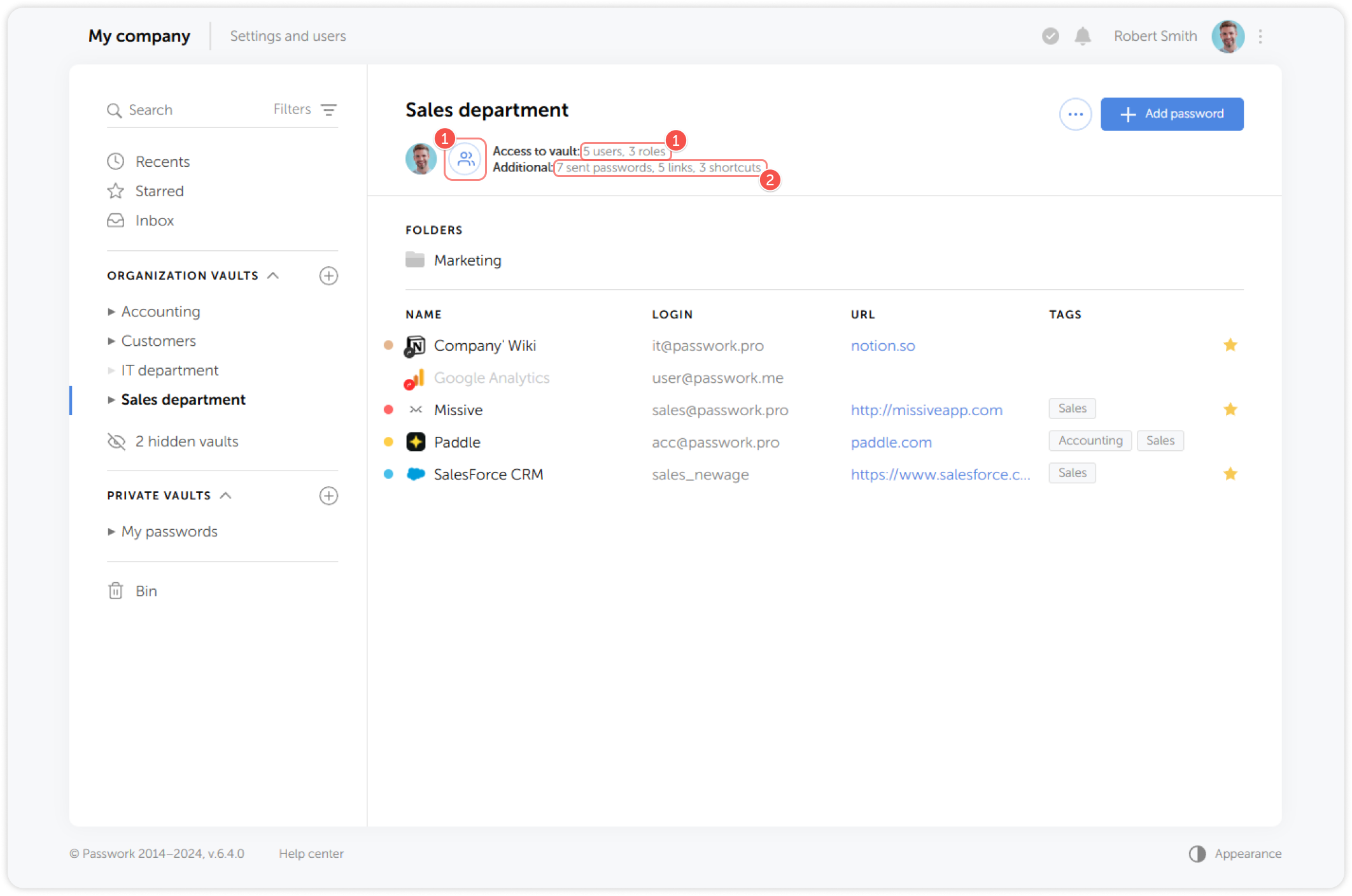 Vault control panel