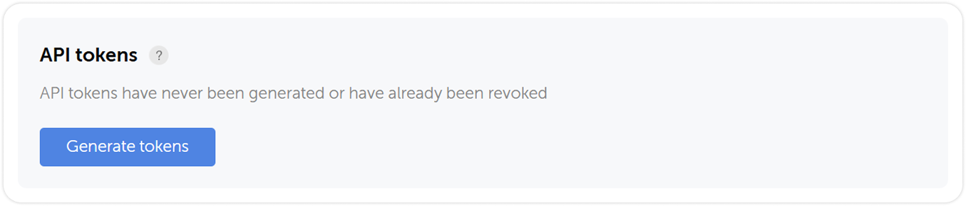 API token generation