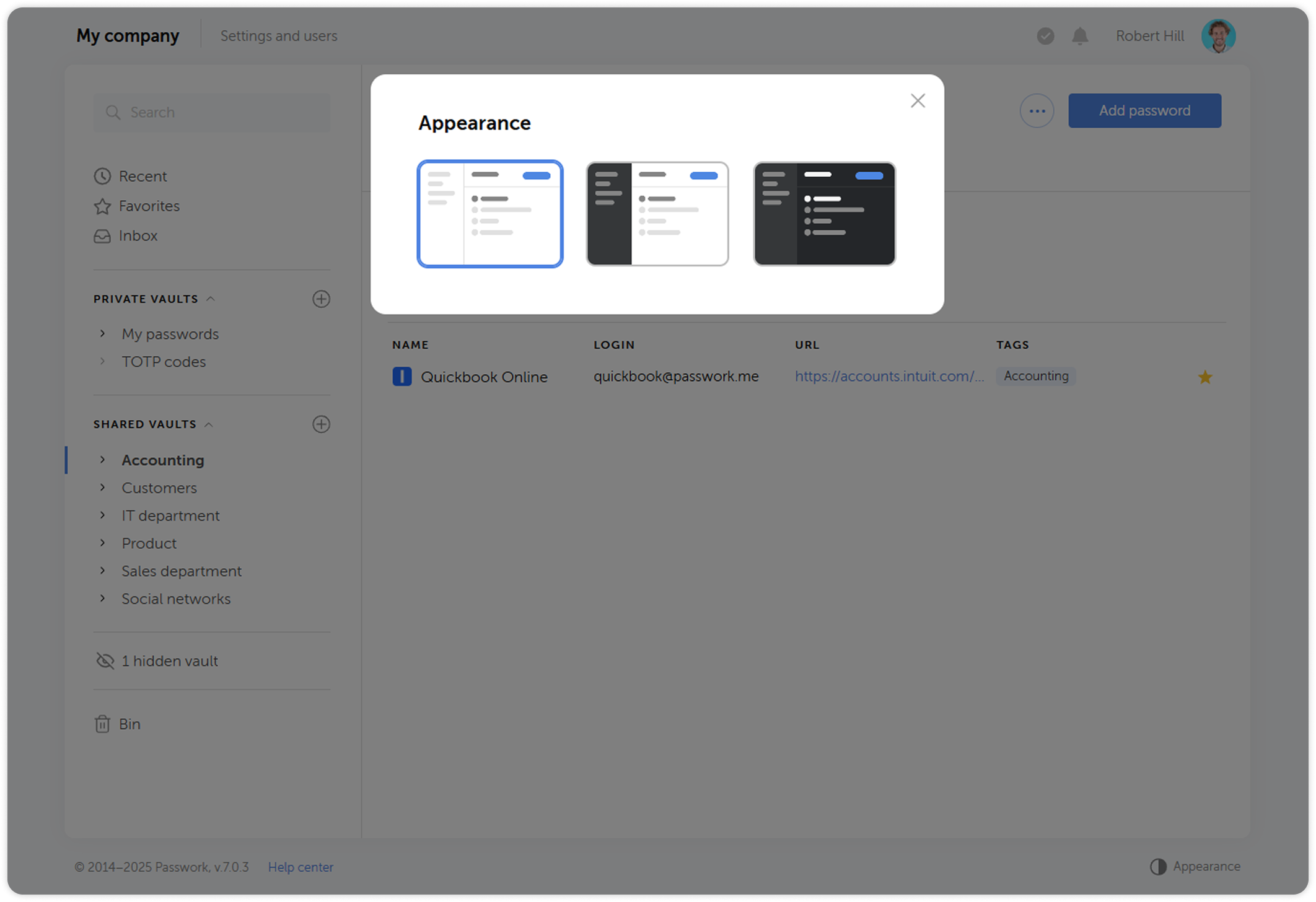 Appearance themes selection