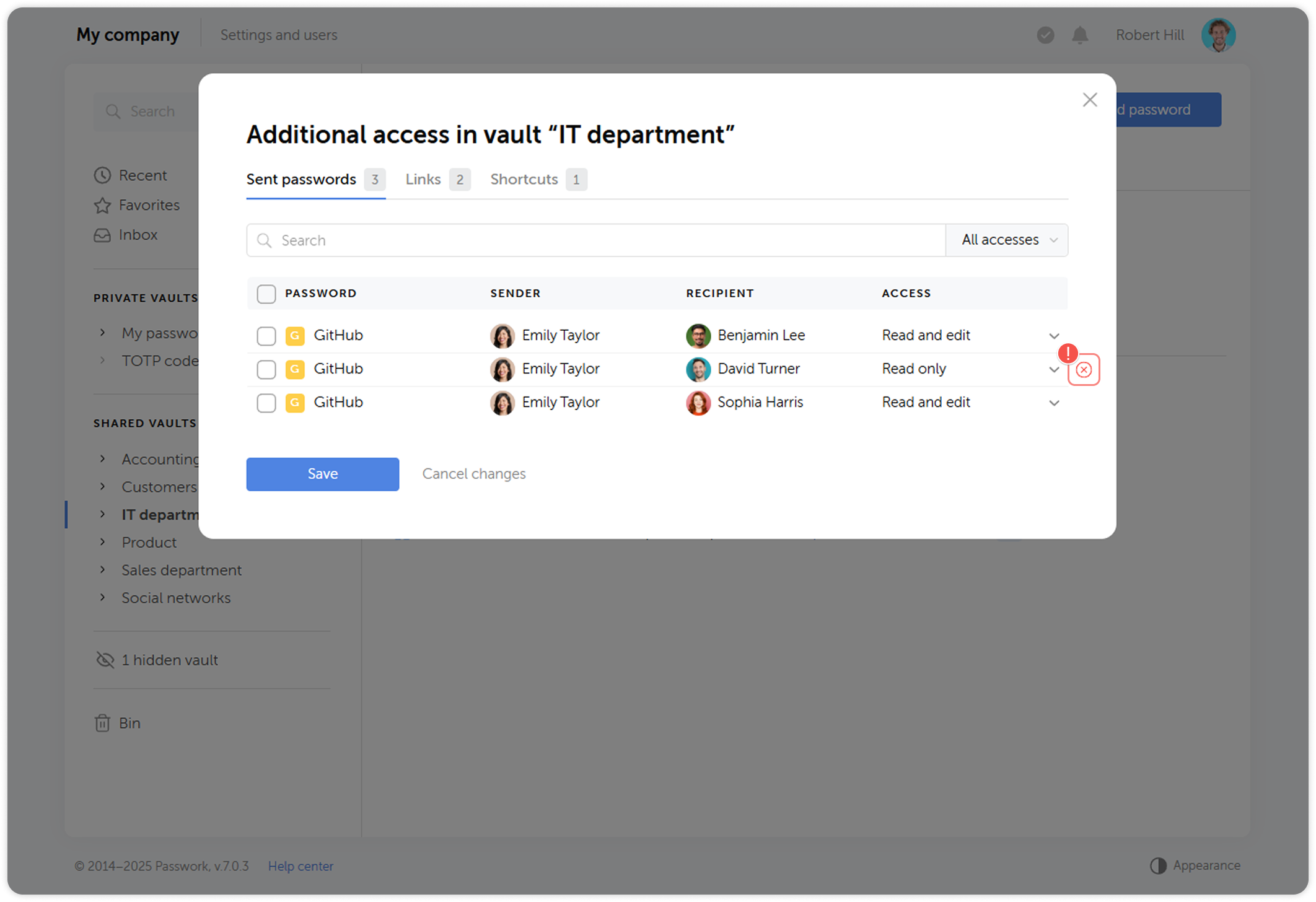Delete individual item