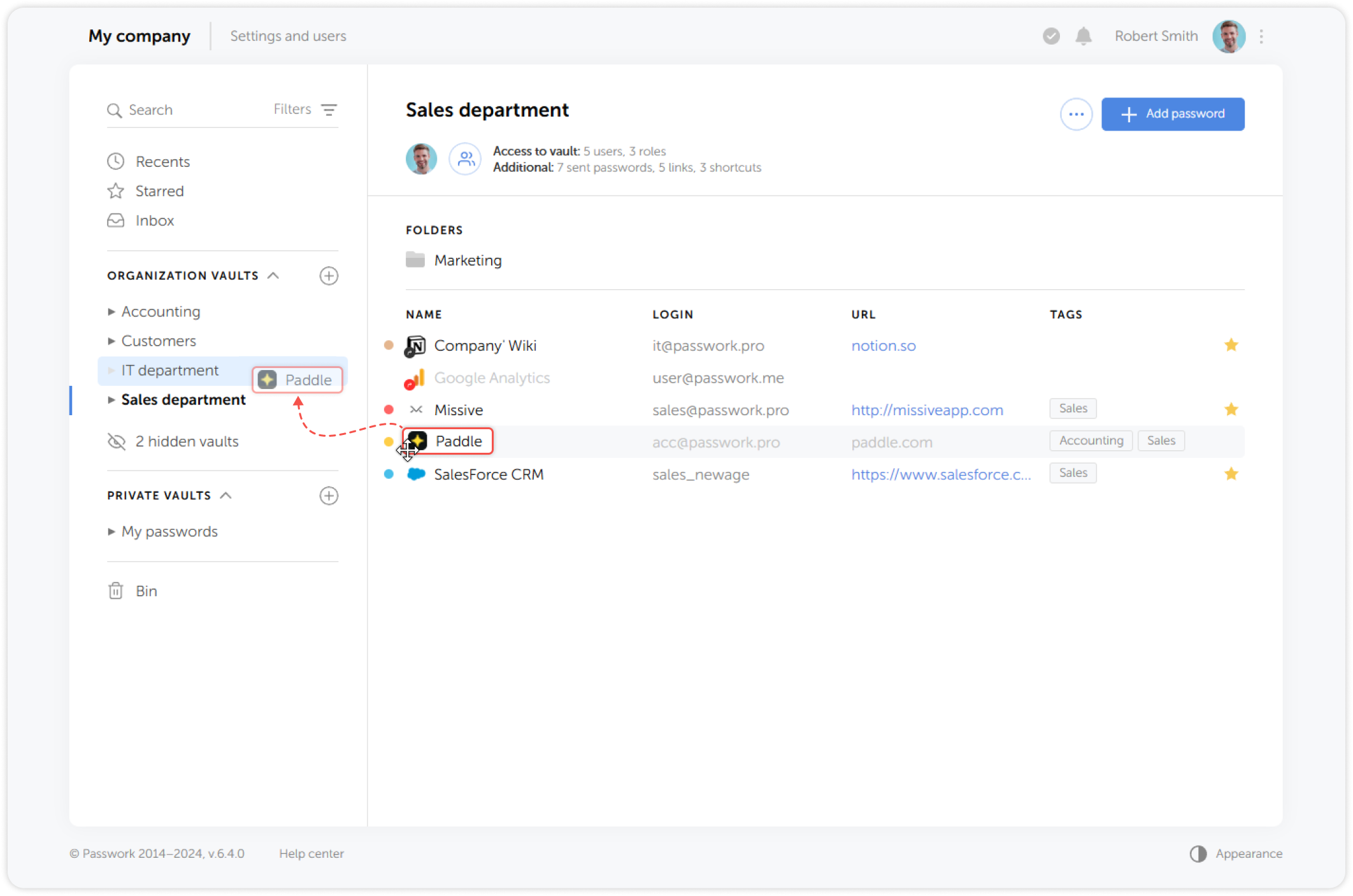 Drag and drop passwords