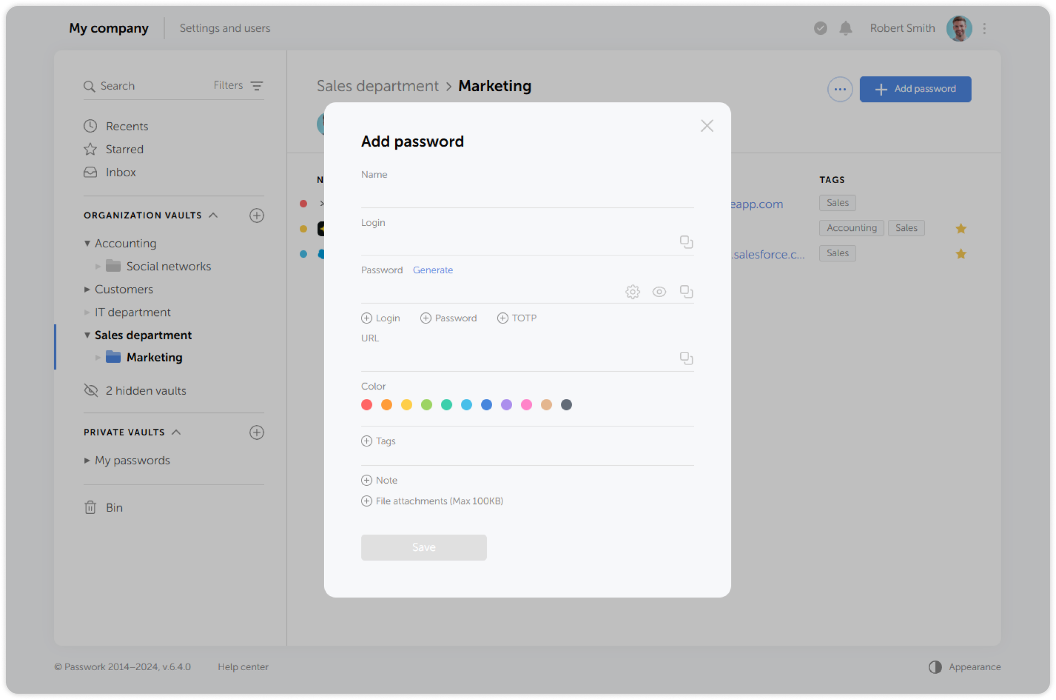 Add password form