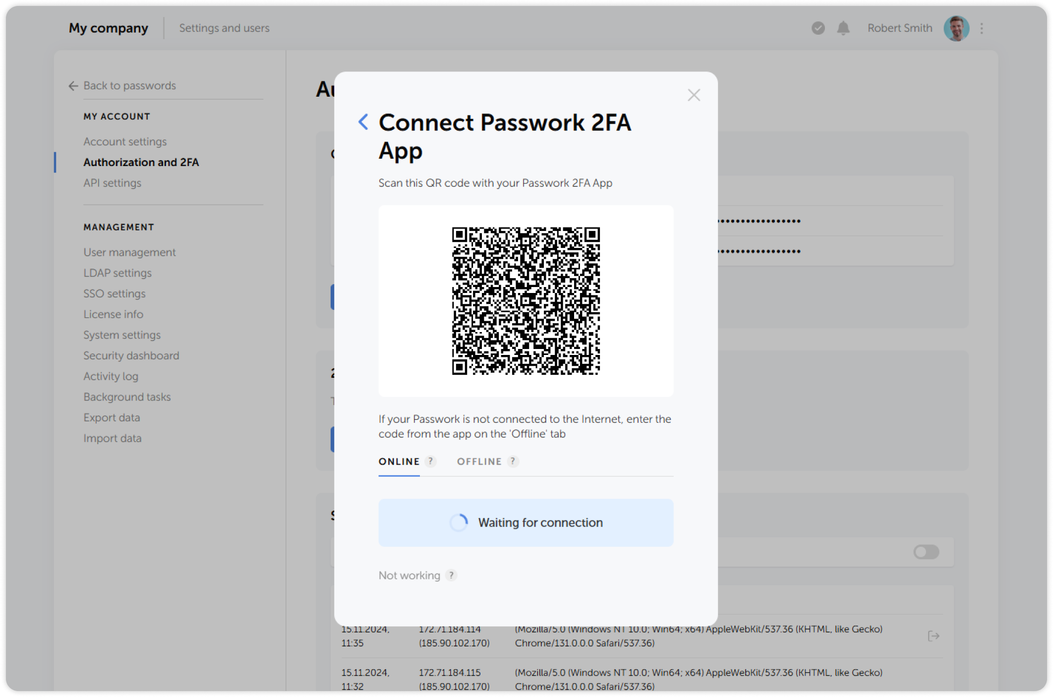 Online 2FA setup
