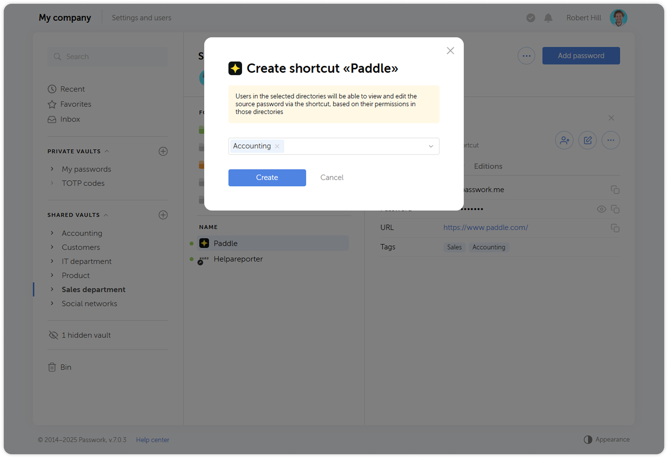 Shortcut location selection