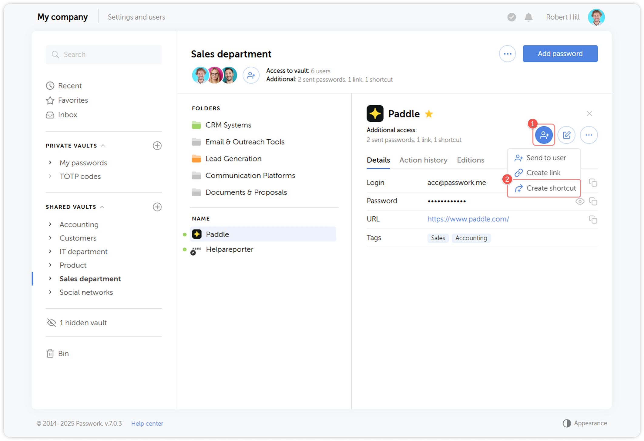 Create shortcut option