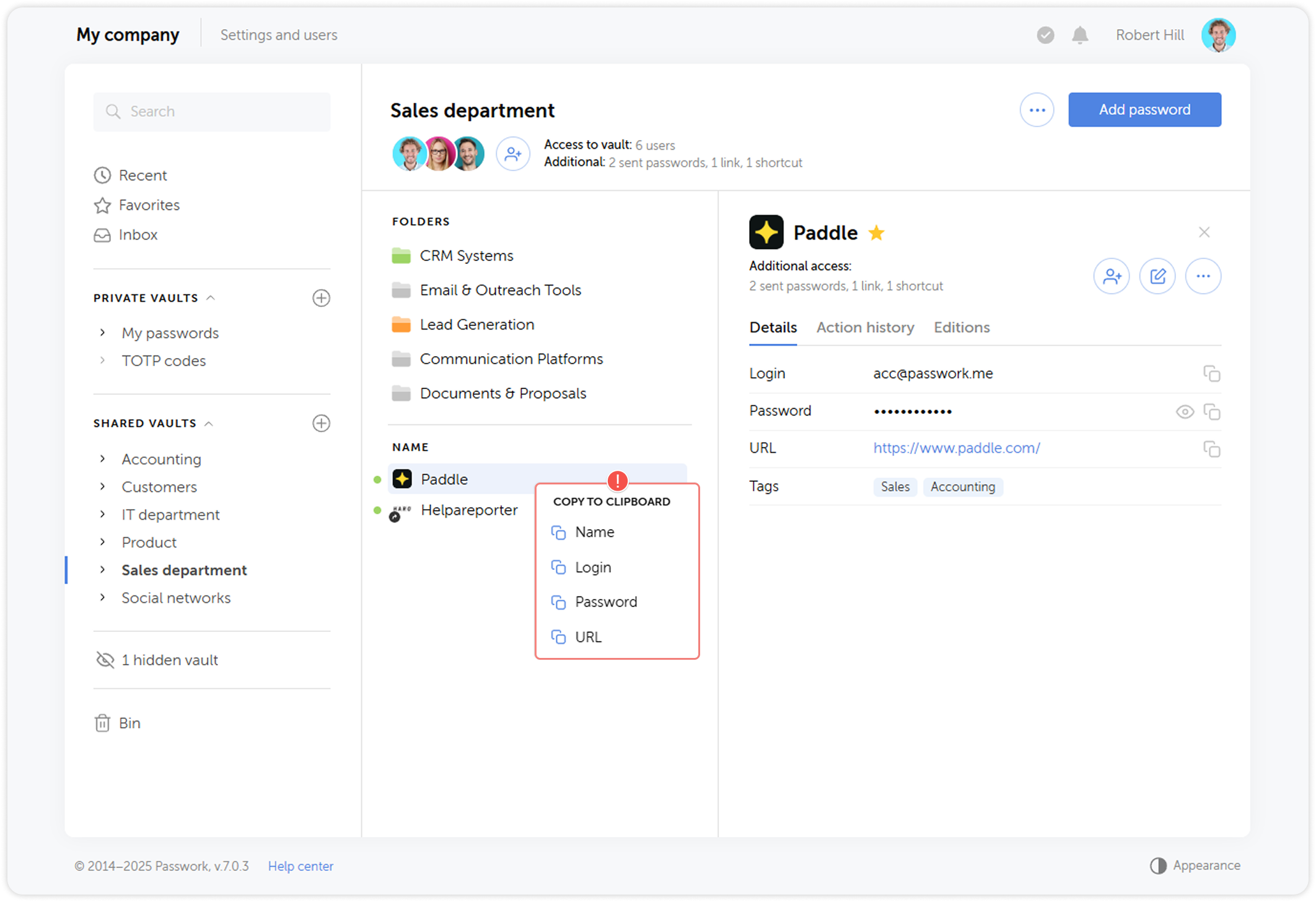Right-click copy menu