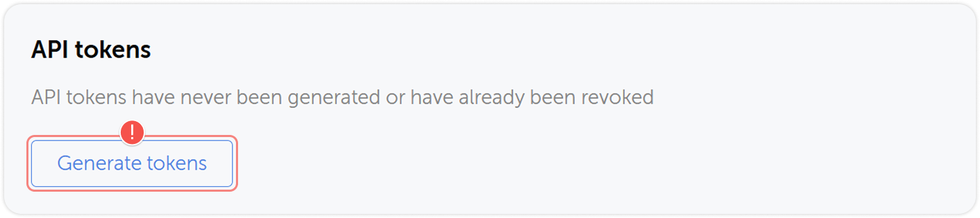 API token generation