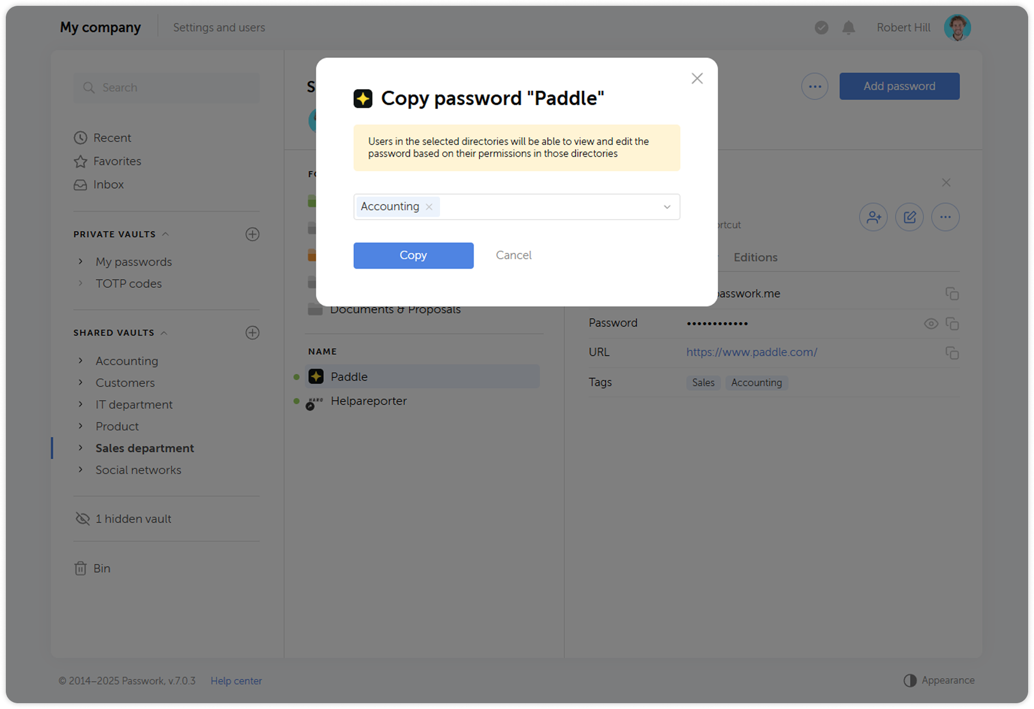 Confirming password copy