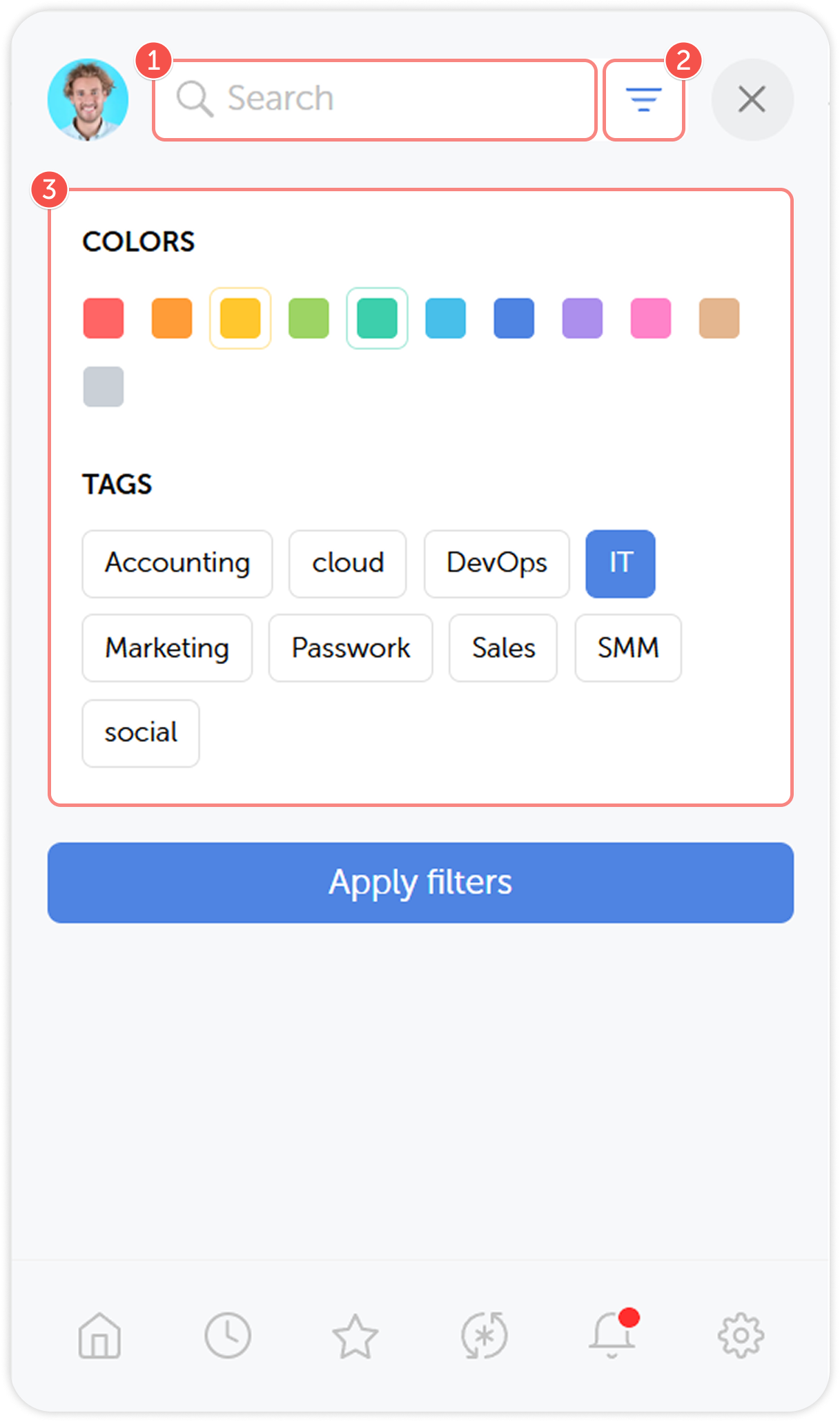 Search bar interface