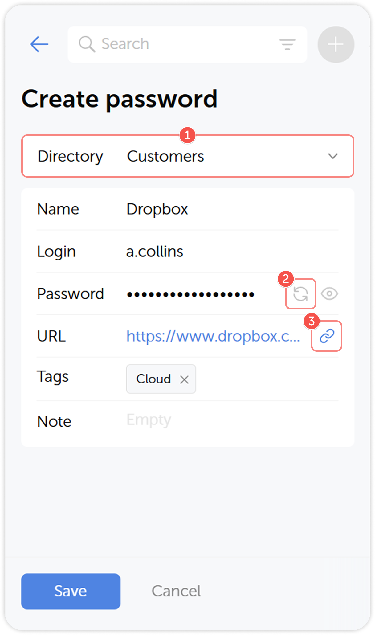 Password creation form