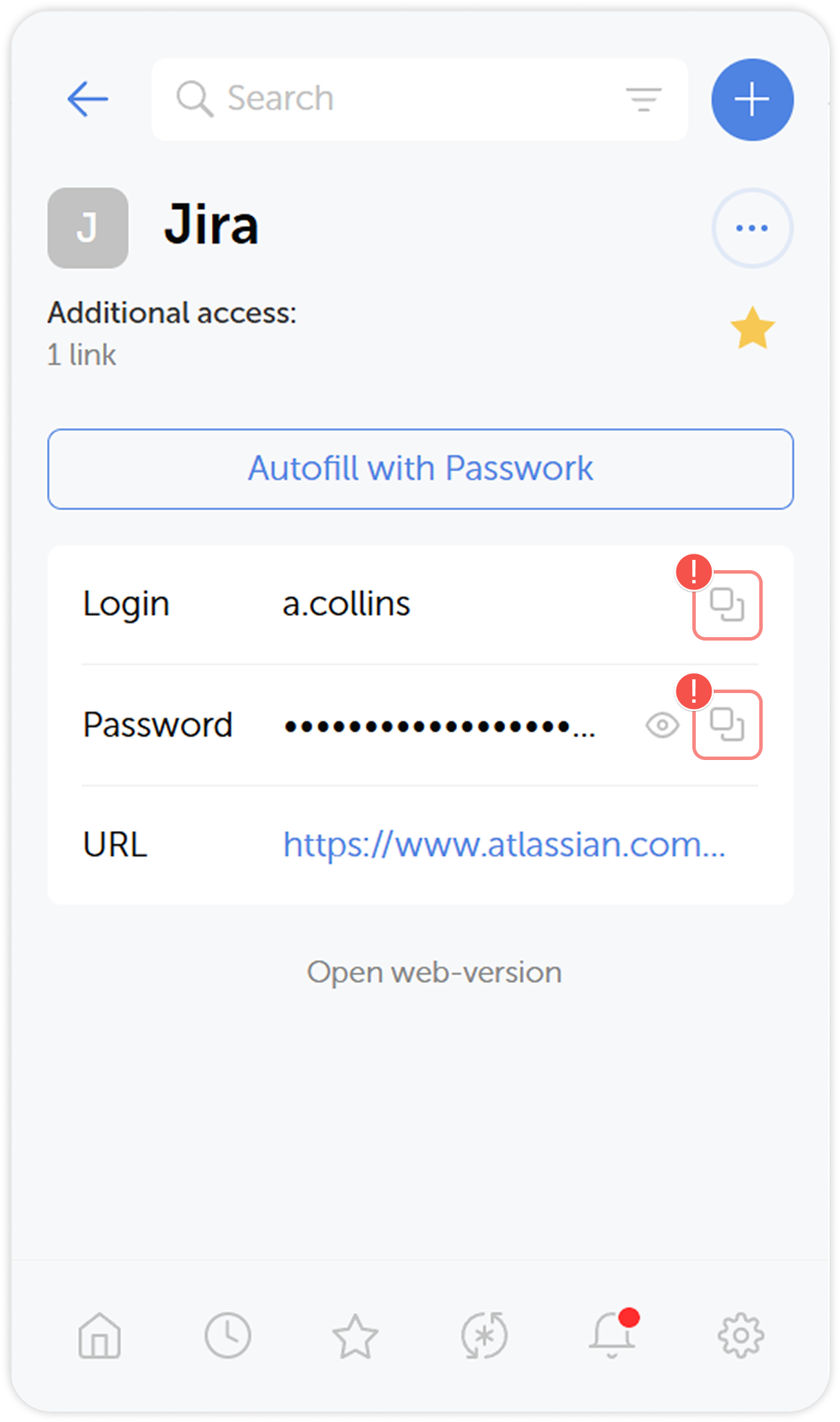 Copy to clipboard from password details
