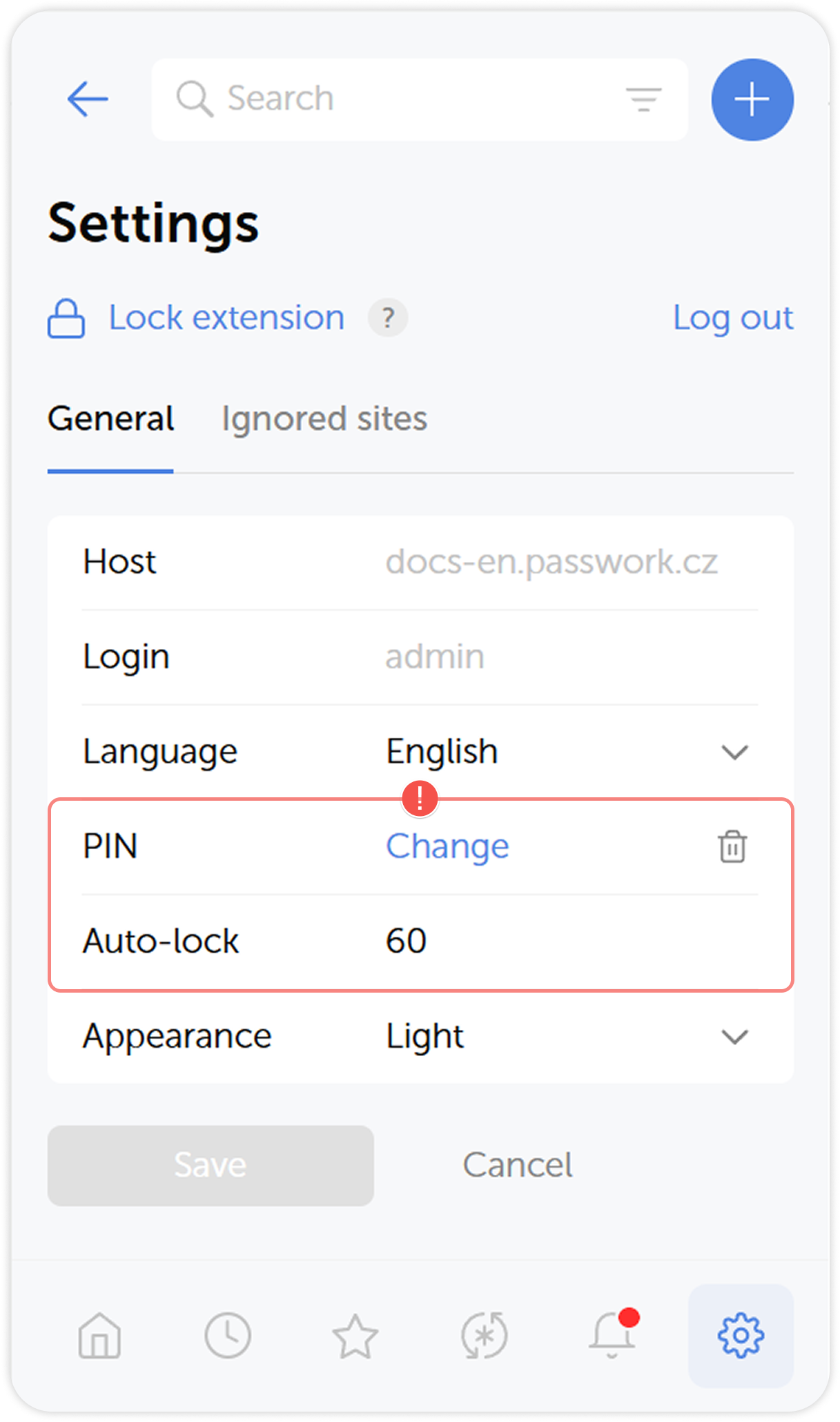 Locking the extension