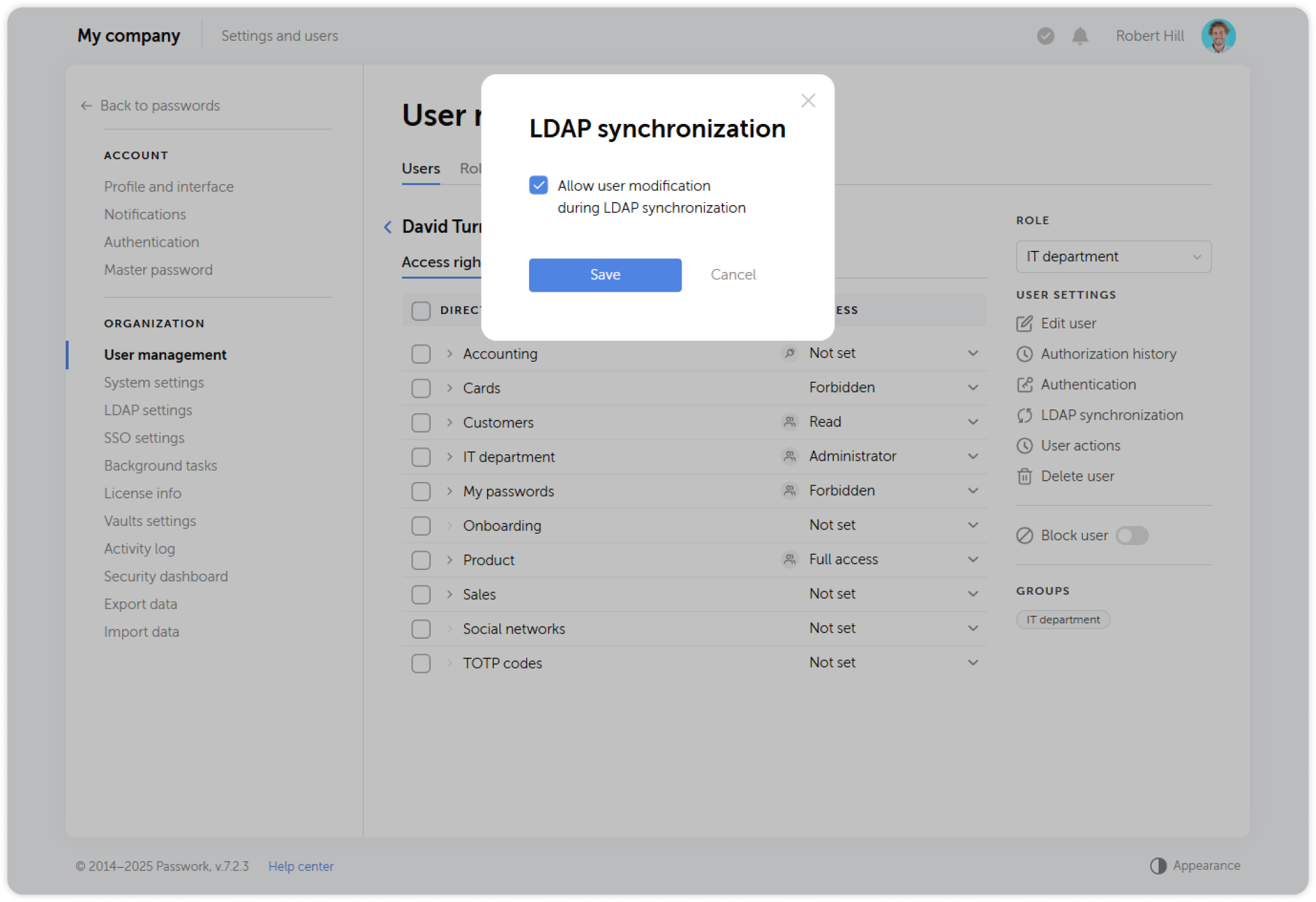 LDAP synchronization settings