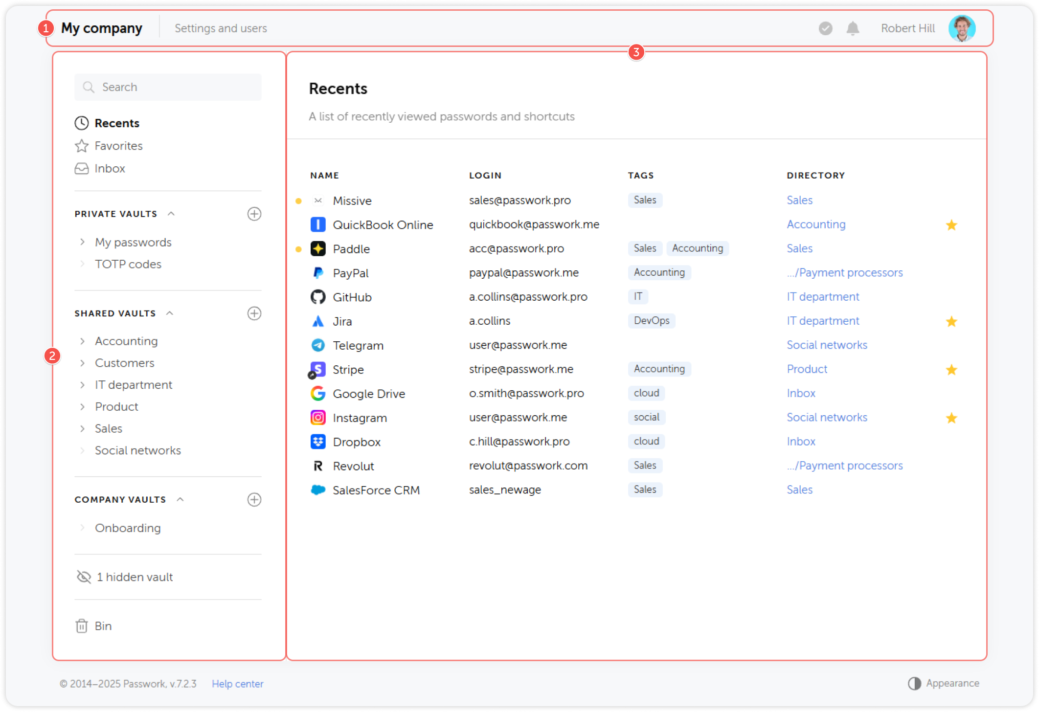 Main window interface