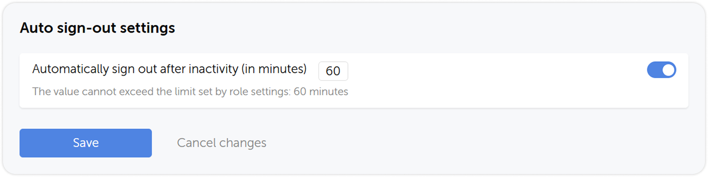 Automatic log out settings