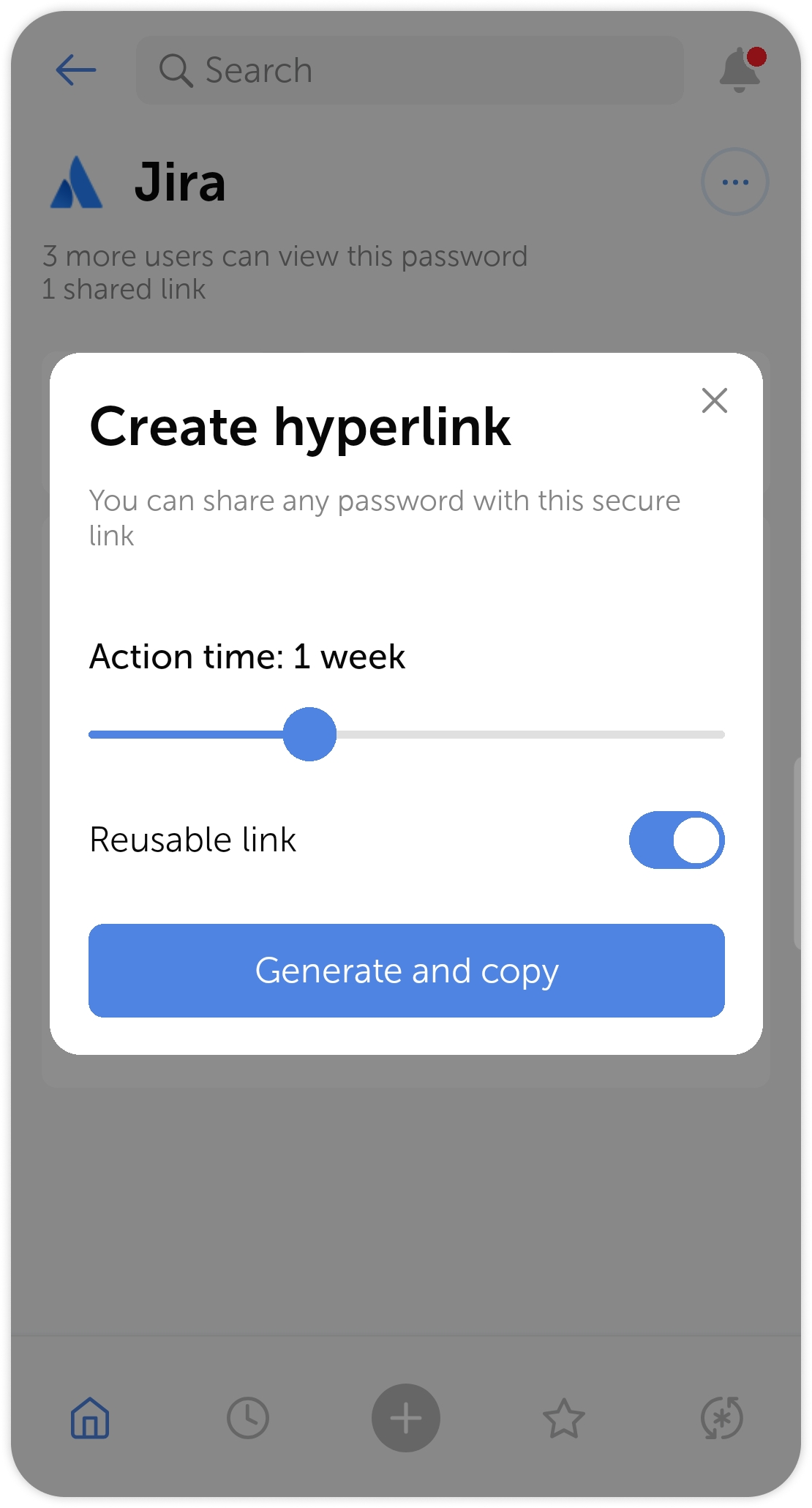 Share password dialog