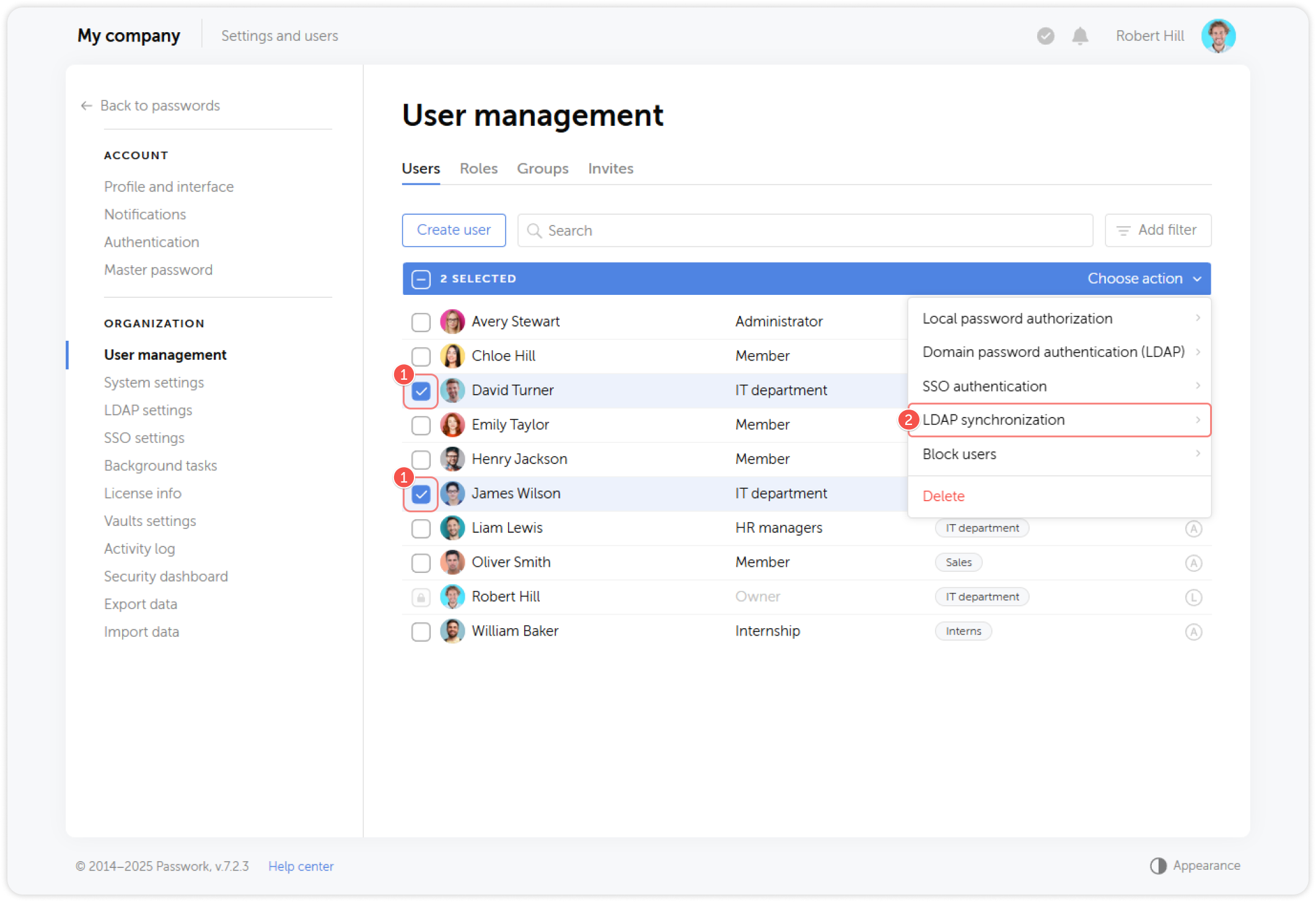 LDAP synchronization setting